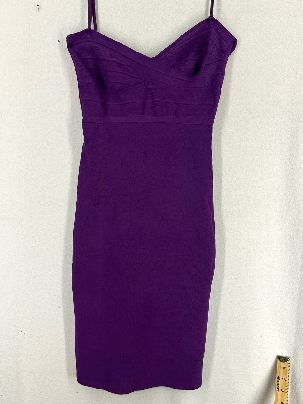 La Cite Y2K Purple Bandage Bodycon Strapless Midi Dress Size S NWT